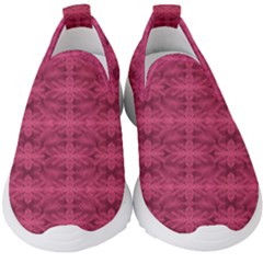 Elegant Pink Floral Geometric Pattern Kids  Slip On Sneakers by dflcprintsclothing