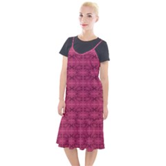 Elegant Pink Floral Geometric Pattern Camis Fishtail Dress by dflcprintsclothing