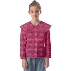 Elegant Pink Floral Geometric Pattern Kids  Peter Pan Collar Blouse by dflcprintsclothing