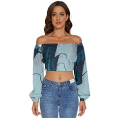 Abstract T- Shirt Abstract 35 Long Sleeve Crinkled Weave Crop Top