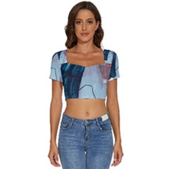 Abstract T- Shirt Abstract 35 Short Sleeve Square Neckline Crop Top 