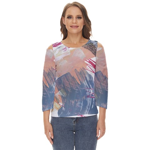 Abstract T- Shirt Abstract 40 Cut Out Wide Sleeve Top by maxcute