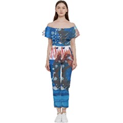 Abstract T- Shirt Abstract 6 Off Shoulder Ruffle Top Jumpsuit