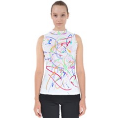 Abstract T- Shirt Abstract Art T- Shirt Mock Neck Shell Top by maxcute