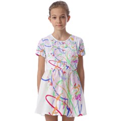 Abstract T- Shirt Abstract Art T- Shirt Kids  Short Sleeve Pinafore Style Dress