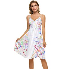 Abstract T- Shirt Abstract Art T- Shirt Sleeveless Tie Front Chiffon Dress