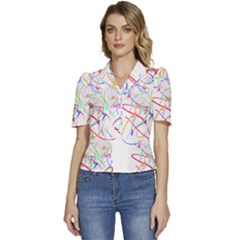 Abstract T- Shirt Abstract Art T- Shirt Puffed Short Sleeve Button Up Jacket