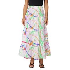 Abstract T- Shirt Abstract Art T- Shirt Tiered Ruffle Maxi Skirt by maxcute