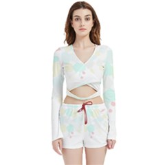 Abstract T- Shirt Abstract Cactus T- Shirt Velvet Wrap Crop Top And Shorts Set by maxcute