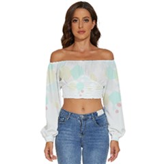 Abstract T- Shirt Abstract Cactus T- Shirt Long Sleeve Crinkled Weave Crop Top