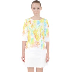 Abstract T- Shirt Abstract Colored Background T- Shirt Quarter Sleeve Pocket Dress by maxcute