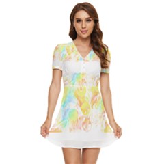 Abstract T- Shirt Abstract Colored Background T- Shirt V-neck High Waist Chiffon Mini Dress