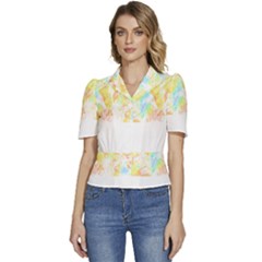 Abstract T- Shirt Abstract Colored Background T- Shirt Puffed Short Sleeve Button Up Jacket