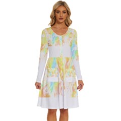 Abstract T- Shirt Abstract Colored Background T- Shirt Long Sleeve Dress With Pocket