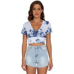 Abstract T- Shirt Abstract Colourful Aesthetic Beautiful Dream Love Romantic Design Vintage Sea Blue V-neck Crop Top