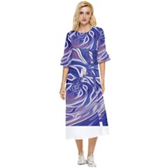 Abstract T- Shirt Abstract Colourful Aesthetic Beautiful Dream Love Romantic Retro Dark Design Vinta Double Cuff Midi Dress by maxcute