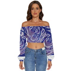 Abstract T- Shirt Abstract Colourful Aesthetic Beautiful Dream Love Romantic Retro Dark Design Vinta Long Sleeve Crinkled Weave Crop Top