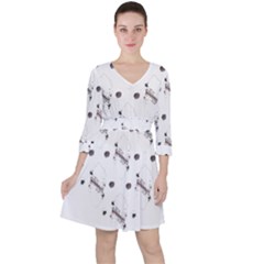 Abstract T- Shirt Abstract Watercolor Design N  4 T- Shirt Quarter Sleeve Ruffle Waist Dress by maxcute