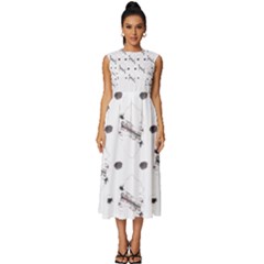 Abstract T- Shirt Abstract Watercolor Design N  4 T- Shirt Sleeveless Round Neck Midi Dress