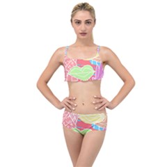 Abstract T- Shirt Aksara T- Shirt Layered Top Bikini Set by maxcute