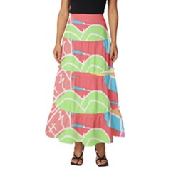 Abstract T- Shirt Aksara T- Shirt Tiered Ruffle Maxi Skirt