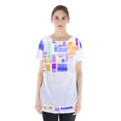 Abstract T- Shirt Blockage T- Shirt Skirt Hem Sports Top by maxcute