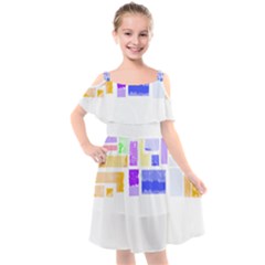 Abstract T- Shirt Blockage T- Shirt Kids  Cut Out Shoulders Chiffon Dress by maxcute