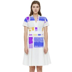 Abstract T- Shirt Blockage T- Shirt Short Sleeve Waist Detail Dress by maxcute