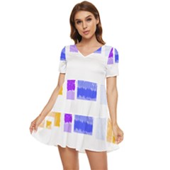 Abstract T- Shirt Blockage T- Shirt Tiered Short Sleeve Babydoll Dress by maxcute