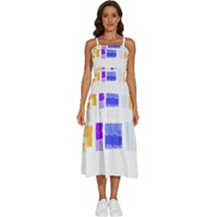 Abstract T- Shirt Blockage T- Shirt Sleeveless Shoulder Straps Boho Dress