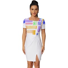 Abstract T- Shirt Blockage T- Shirt Fitted Knot Split End Bodycon Dress by maxcute