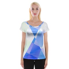 Abstract T- Shirt Blue Abstract Chess Cell Pattern Minimalism T- Shirt Cap Sleeve Top by maxcute