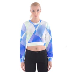 Abstract T- Shirt Blue Abstract Chess Cell Pattern Minimalism T- Shirt Cropped Sweatshirt by maxcute