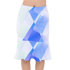 Abstract T- Shirt Blue Abstract Chess Cell Pattern Minimalism T- Shirt Short Mermaid Skirt by maxcute