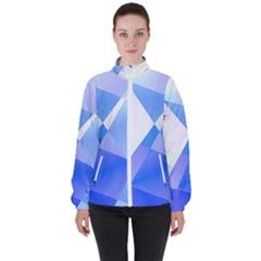 Abstract T- Shirt Blue Abstract Chess Cell Pattern Minimalism T- Shirt Women s High Neck Windbreaker by maxcute