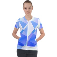 Abstract T- Shirt Blue Abstract Chess Cell Pattern Minimalism T- Shirt Short Sleeve Zip Up Jacket by maxcute