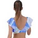 Abstract T- Shirt Blue Abstract Chess Cell Pattern Minimalism T- Shirt Plunge Frill Sleeve Bikini Top View2