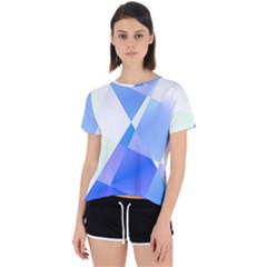 Abstract T- Shirt Blue Abstract Chess Cell Pattern Minimalism T- Shirt Open Back Sport Tee by maxcute