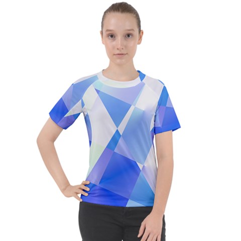 Abstract T- Shirt Blue Abstract Chess Cell Pattern Minimalism T- Shirt Women s Sport Raglan Tee by maxcute