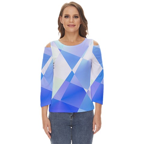 Abstract T- Shirt Blue Abstract Chess Cell Pattern Minimalism T- Shirt Cut Out Wide Sleeve Top by maxcute