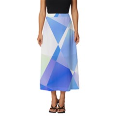 Abstract T- Shirt Blue Abstract Chess Cell Pattern Minimalism T- Shirt Classic Midi Chiffon Skirt