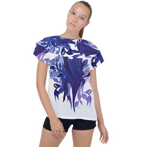 Abstract T- Shirt Blumer T- Shirt Ruffle Collar Chiffon Blouse by maxcute