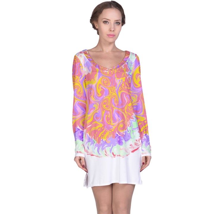 Abstract T- Shirt Circle Beauty In Abstract T- Shirt Long Sleeve Nightdress