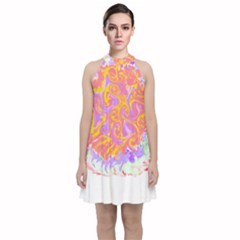 Abstract T- Shirt Circle Beauty In Abstract T- Shirt Velvet Halter Neckline Dress 