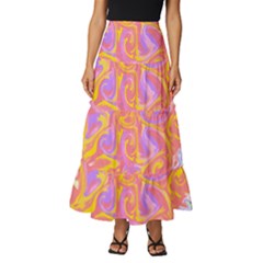 Abstract T- Shirt Circle Beauty In Abstract T- Shirt Tiered Ruffle Maxi Skirt