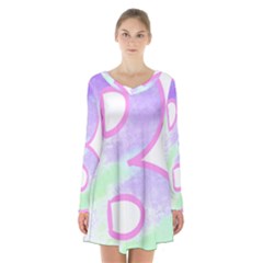 Abstract T- Shirt Cool Abstract Pattern Design 2 Long Sleeve Velvet V-neck Dress