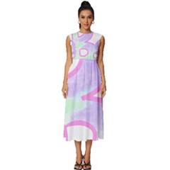 Abstract T- Shirt Cool Abstract Pattern Design 2 Sleeveless Round Neck Midi Dress