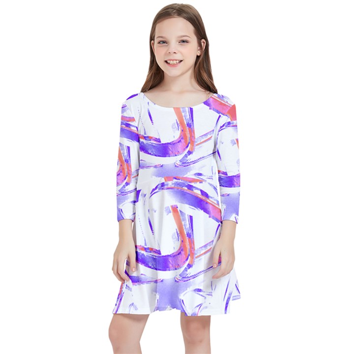 Abstract T- Shirt Entangled In Chaos T- Shirt Kids  Quarter Sleeve Skater Dress