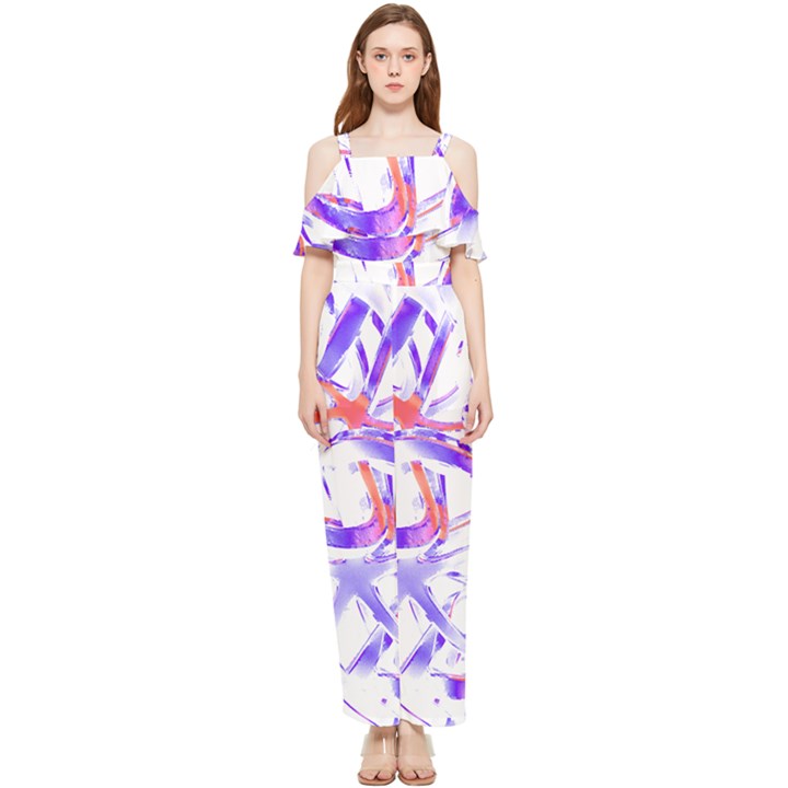 Abstract T- Shirt Entangled In Chaos T- Shirt Draped Sleeveless Chiffon Jumpsuit