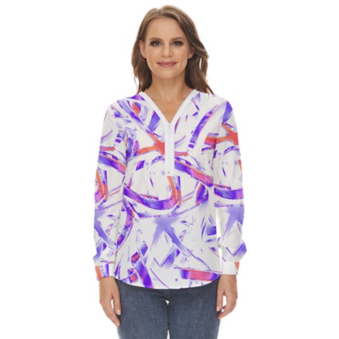 Abstract T- Shirt Entangled In Chaos T- Shirt Zip Up Long Sleeve Blouse by maxcute